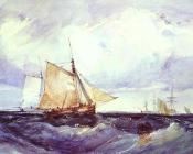 A Cutter and other Ships in a Strong Breeze - 理查德·帕克斯·伯宁顿